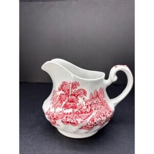 Vintage Ironstone Swinnetons THE FERRY Pink Creamer Transferware
